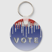 Patriotic Red White Glitter Drip Blue Vote キーホルダー (正面)