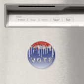 Patriotic Red White Glitter Drip Blue Vote マグネット (インサイチュ (食洗機))