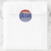Patriotic Red White Glitter Drip Blue Vote ラウンドシール (バッグ)