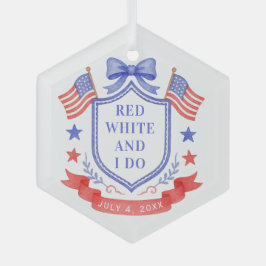 Patriotic Red White & I Do Bridal Shower ガラスオーナメント