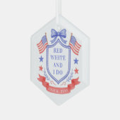 Patriotic Red White & I Do Bridal Shower ガラスオーナメント (正面左)
