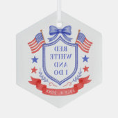 Patriotic Red White & I Do Bridal Shower ガラスオーナメント (裏面)