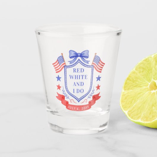 Patriotic Red White & I Do Bridal Shower ショットグラス (正面)