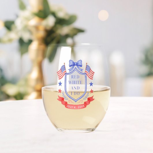 Patriotic Red White & I Do Bridal Shower ステムなしワイングラス (インサイチュ (ウェディング))