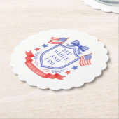 Patriotic Red White & I Do Bridal Shower ペーパーコースター (アングル)