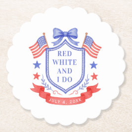 Patriotic Red White & I Do Bridal Shower ペーパーコースター