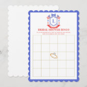 Patriotic Red White & I Do Bridal Shower Bingo 招待状 (正面/裏面)