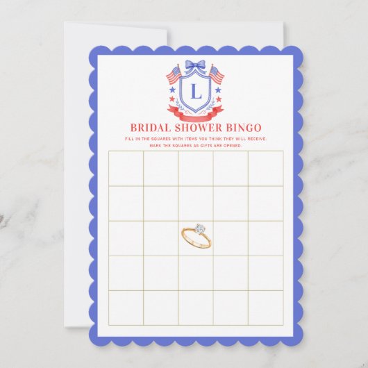Patriotic Red White & I Do Bridal Shower Bingo 招待状 (正面)
