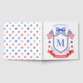 Patriotic Red White & I Do Monogram Bridal Shower ゲストブック (全面)