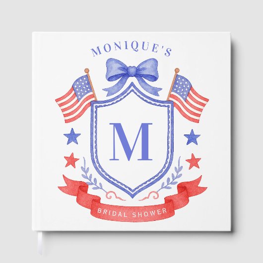 Patriotic Red White & I Do Monogram Bridal Shower ゲストブック (正面)