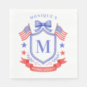 Patriotic Red White & I Do Monogram Bridal Shower スタンダードランチョンナプキン (正面)