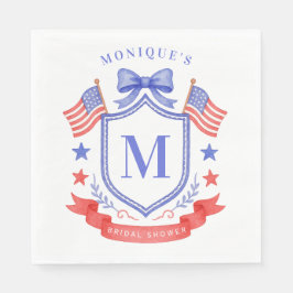 Patriotic Red White & I Do Monogram Bridal Shower スタンダードランチョンナプキン