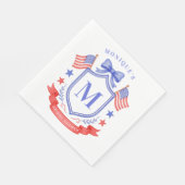Patriotic Red White & I Do Monogram Bridal Shower スタンダードランチョンナプキン (角)
