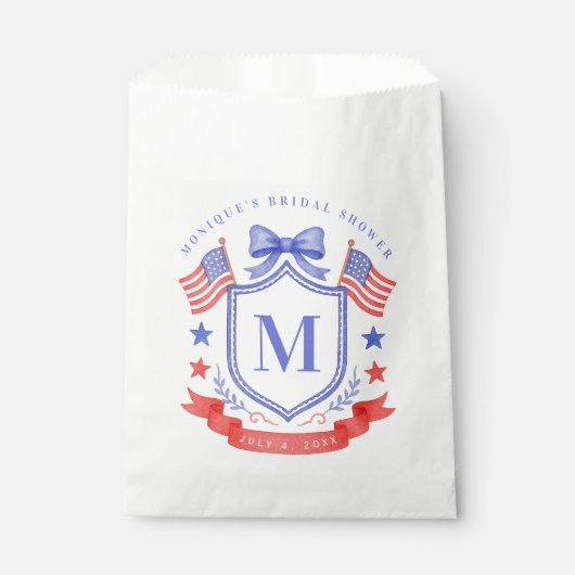 Patriotic Red White & I Do Monogram Bridal Shower フェイバーバッグ (正面)