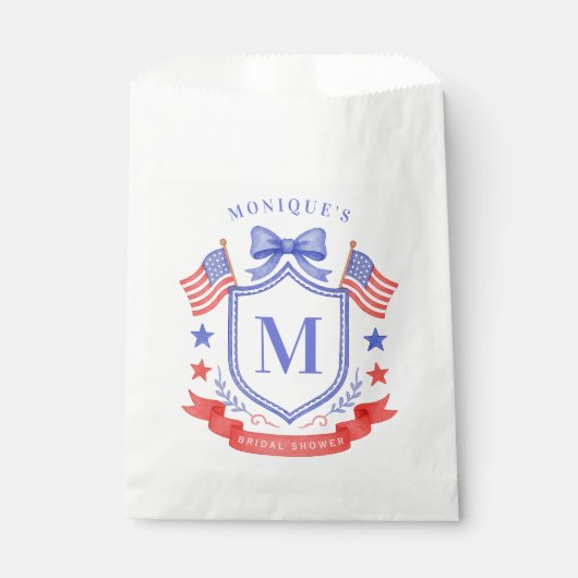 Patriotic Red White & I Do Monogram Bridal Shower フェイバーバッグ (正面)