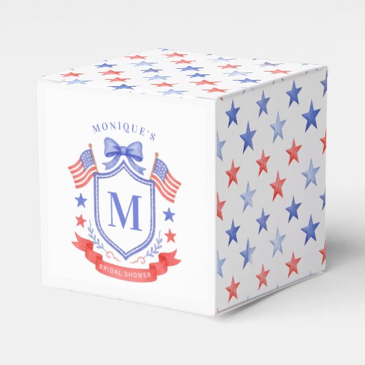 Patriotic Red White & I Do Monogram Bridal Shower フェイバーボックス (正面サイド)