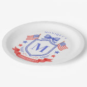 Patriotic Red White & I Do Monogram Bridal Shower ペーパープレート (アングル)