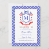 Patriotic Red White & I Do Monogram Bridal Shower 招待状 (正面)