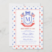 Patriotic Red White & I Do Monogram Bridal Shower 招待状 (正面)