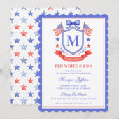 Patriotic Red White & I Do Monogram Bridal Shower 招待状 (正面/裏面)