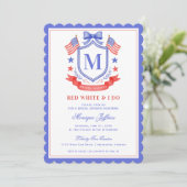 Patriotic Red White & I Do Monogram Bridal Shower 招待状 (スタンド正面)