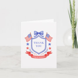 Patriotic Red White & I Do Monogram Wedding サンキューカード