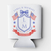 Patriotic Red White & I Do Monogram Wedding 缶クーラー (裏面)