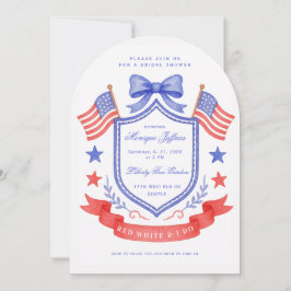 Patriotic Red White & I DoCrest  Bridal Shower 招待状