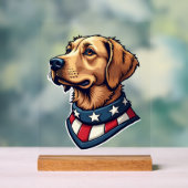 Patriotic Retriever Mascot Vintage Dog Tee 4 アクリルサイン (ニュートラル)