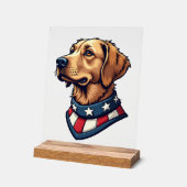 Patriotic Retriever Mascot Vintage Dog Tee 4 アクリルサイン (傾斜)