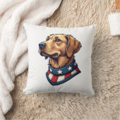 Patriotic Retriever Mascot Vintage Dog Tee 4 クッション (ブランケット)
