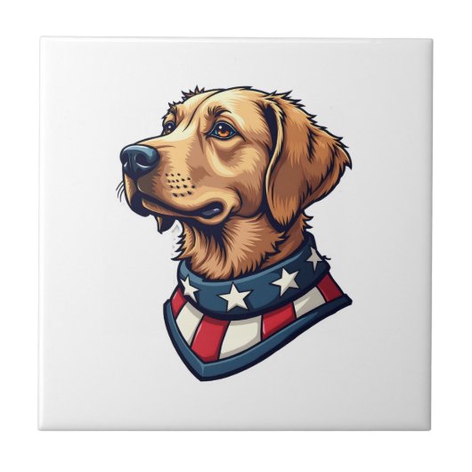 Patriotic Retriever Mascot Vintage Dog Tee 4 タイル (正面)