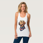 Patriotic Retriever Mascot Vintage Dog Tee 4 タンクトップ (正面フル)