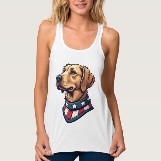 Patriotic Retriever Mascot Vintage Dog Tee 4 タンクトップ (正面)