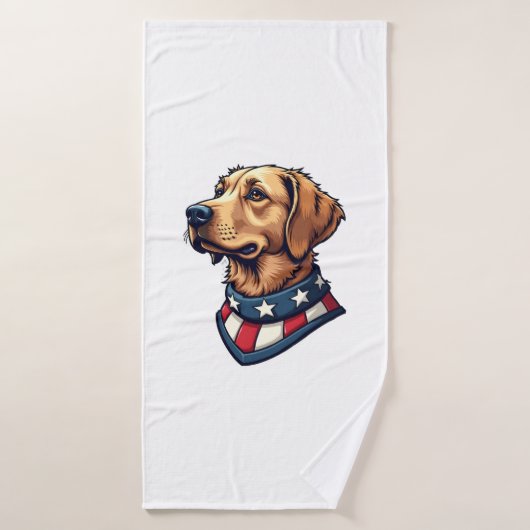 Patriotic Retriever Mascot Vintage Dog Tee 4 バスタオル (バスタオル)