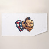 Patriotic Retriever Mascot Vintage Dog Tee 4 バスタオル (バスタオル)