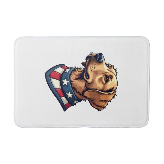 Patriotic Retriever Mascot Vintage Dog Tee 4 バスマット (正面)