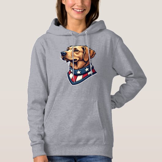 Patriotic Retriever Mascot Vintage Dog Tee 4 パーカ (正面)