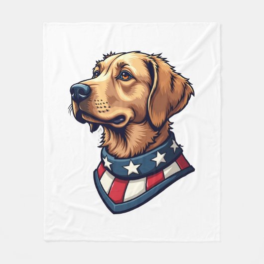 Patriotic Retriever Mascot Vintage Dog Tee 4 フリースブランケット (正面)