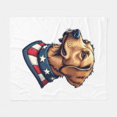 Patriotic Retriever Mascot Vintage Dog Tee 4 フリースブランケット (正面(横))