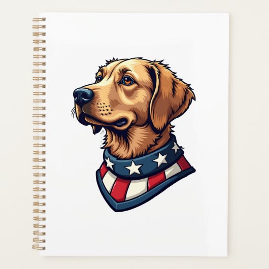 Patriotic Retriever Mascot Vintage Dog Tee 4 プランナー手帳 (正面)