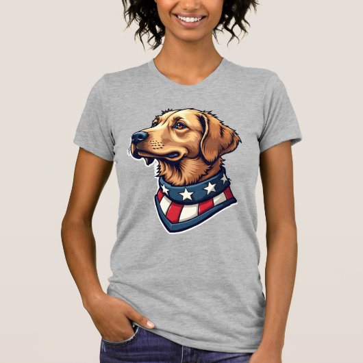 Patriotic Retriever Mascot Vintage Dog Tee 4 Tシャツ (正面)