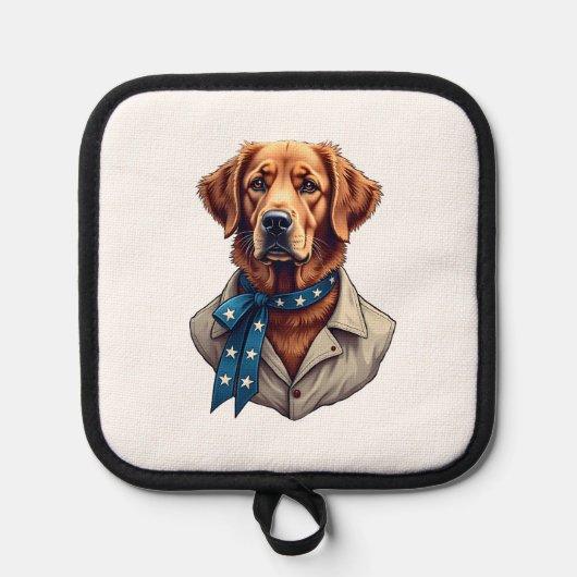 Patriotic Retriever Pride Vintage Dog Shirt 鍋敷き (正面)