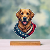 Patriotic Retriever Pride Vintage Dog Shirt 4 アクリルサイン (ニュートラル)