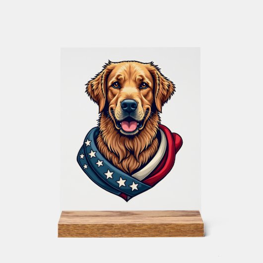 Patriotic Retriever Pride Vintage Dog Shirt 4 アクリルサイン (正面)
