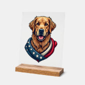 Patriotic Retriever Pride Vintage Dog Shirt 4 アクリルサイン (傾斜)