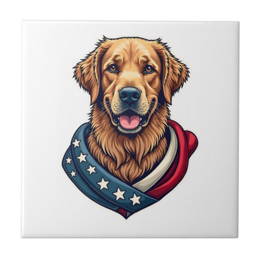 Patriotic Retriever Pride Vintage Dog Shirt 4 タイル (正面)