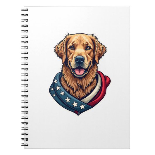 Patriotic Retriever Pride Vintage Dog Shirt 4 ノートブック (正面)