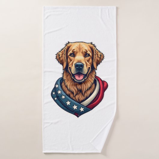 Patriotic Retriever Pride Vintage Dog Shirt 4 バスタオル (バスタオル)
