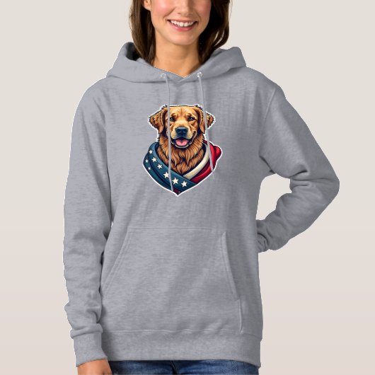Patriotic Retriever Pride Vintage Dog Shirt 4 パーカ (正面)